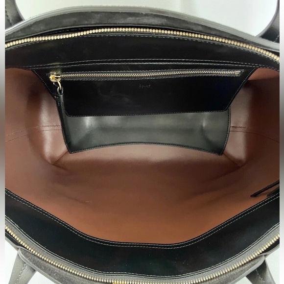 CHLOE MEDIUM ZIPPED C BLACK LEATHER TOTE BAG New With Imperfections - Picture 7 of 11